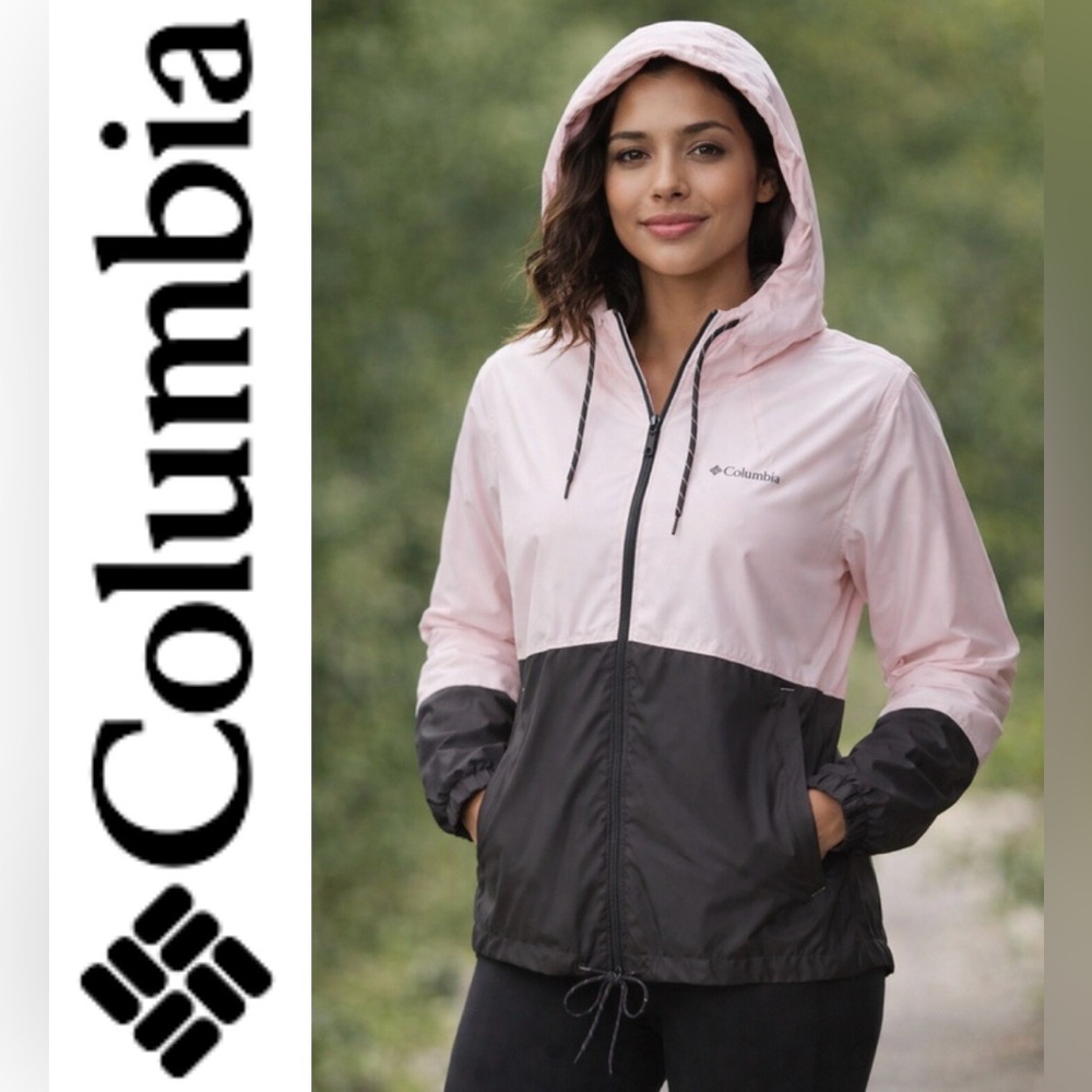 NWT COLUMBIA Women’s Flash Forward Windbreaker Jacket – Light Pink/Grey - Large